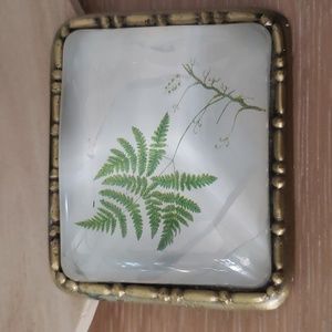 Vintage Paperweight Glass Brass Fern Art from Mary Carol Collection